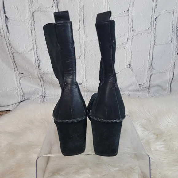 Linea Paolo Womens Suede Leather Square Toe Chunky Heel Black Mid-Calf Boot Chic - Picture 6 of 12